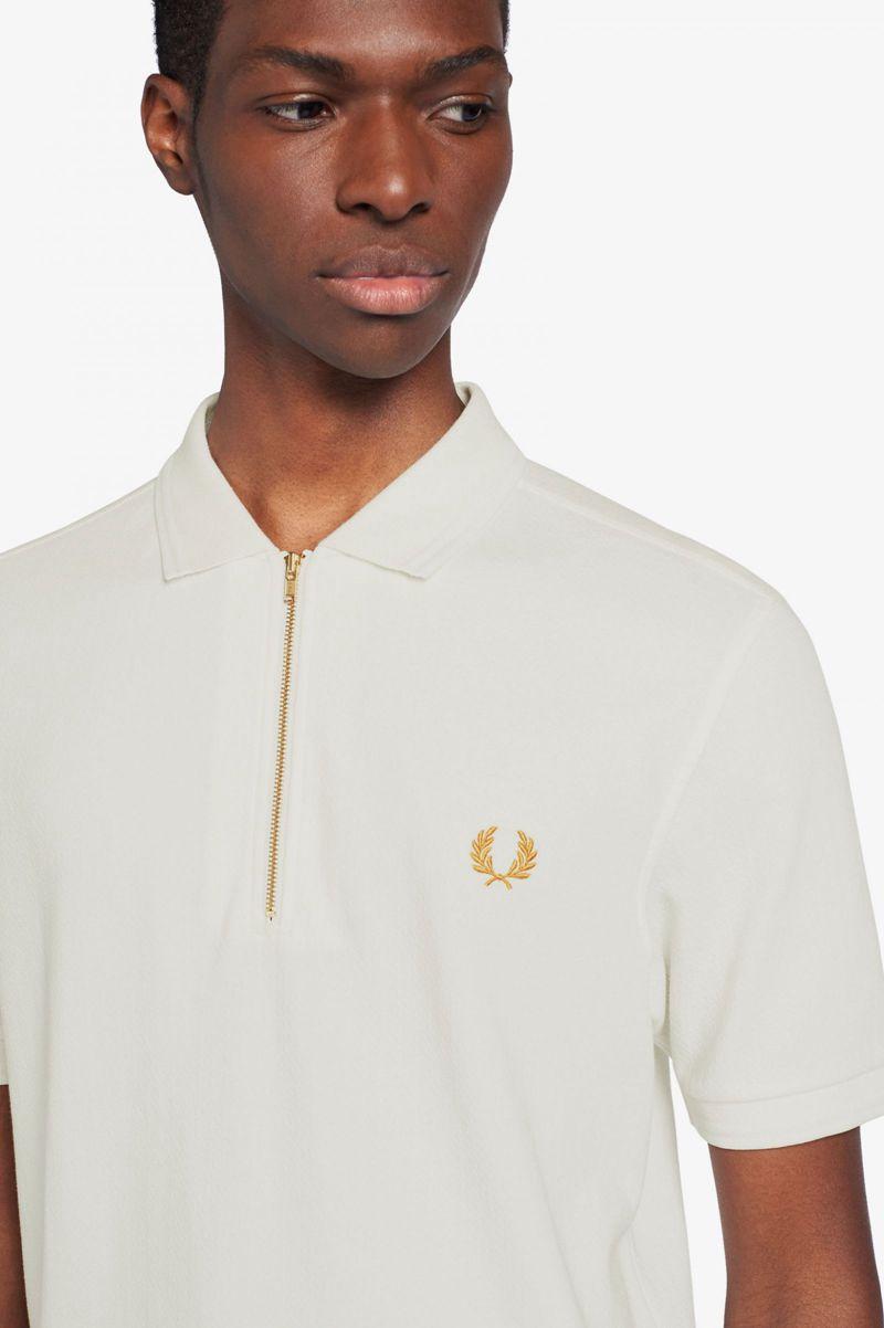 White Fred Perry Zip Neck Polo Men's Shirts | PH 1548WNBY